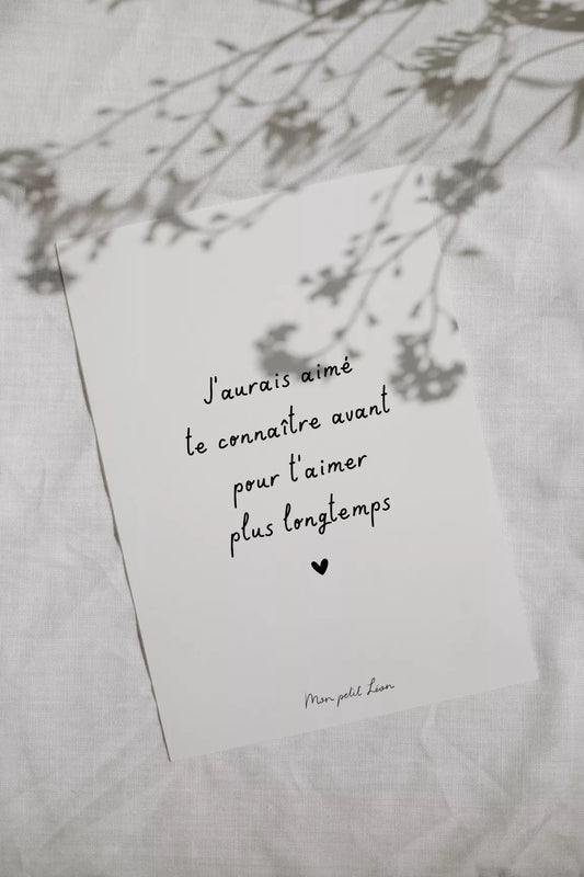 Carte A6 citation J’aurais aimé te connaître