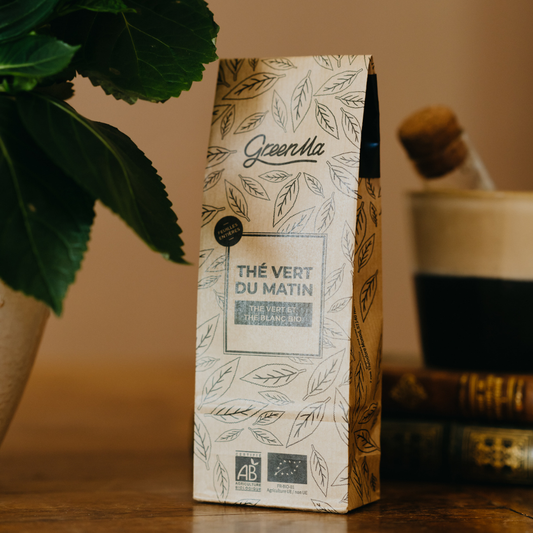 THÉ VERT DU MATIN - thé vert bio: Bocal en verre