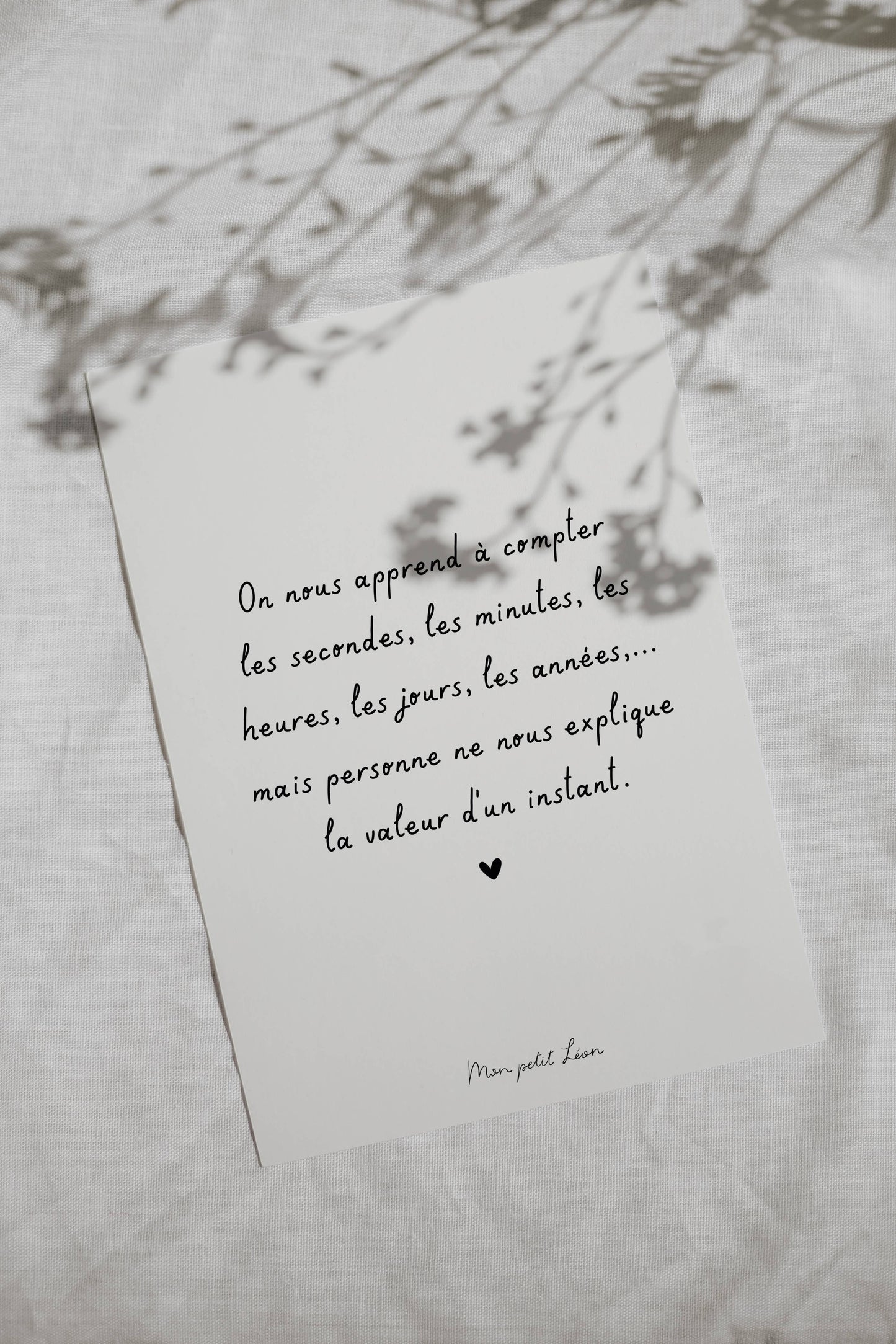 Carte A6 citation La valeur d'un instant