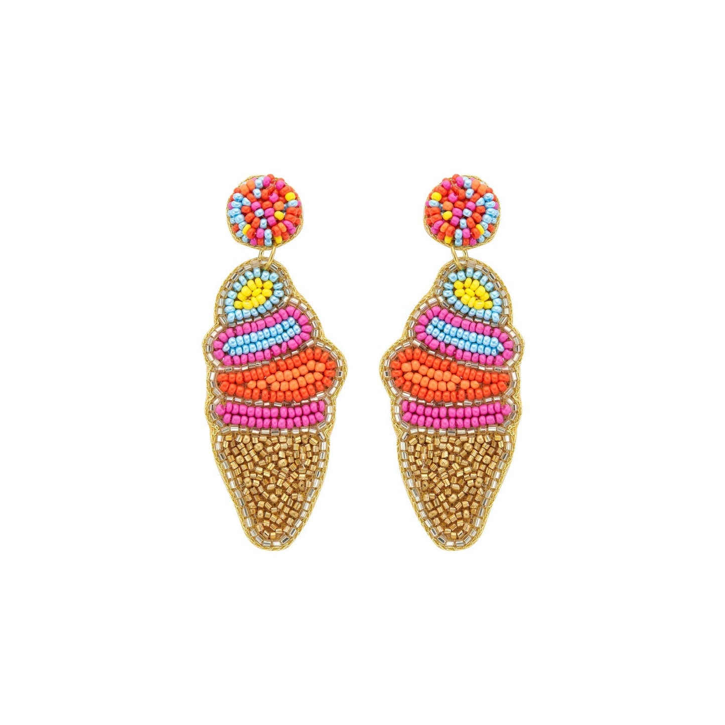 Boucles d'oreilles brodées - Glace
