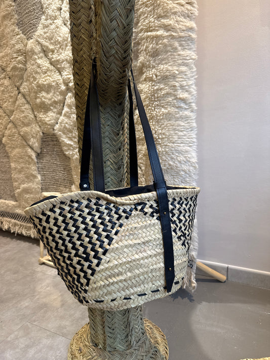 Panier Selman - naturel et cuir