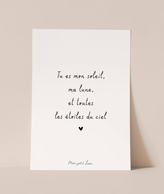 Carte postale A6 Tu es mon soleil