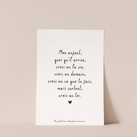 Carte A6 citation Mon enfant