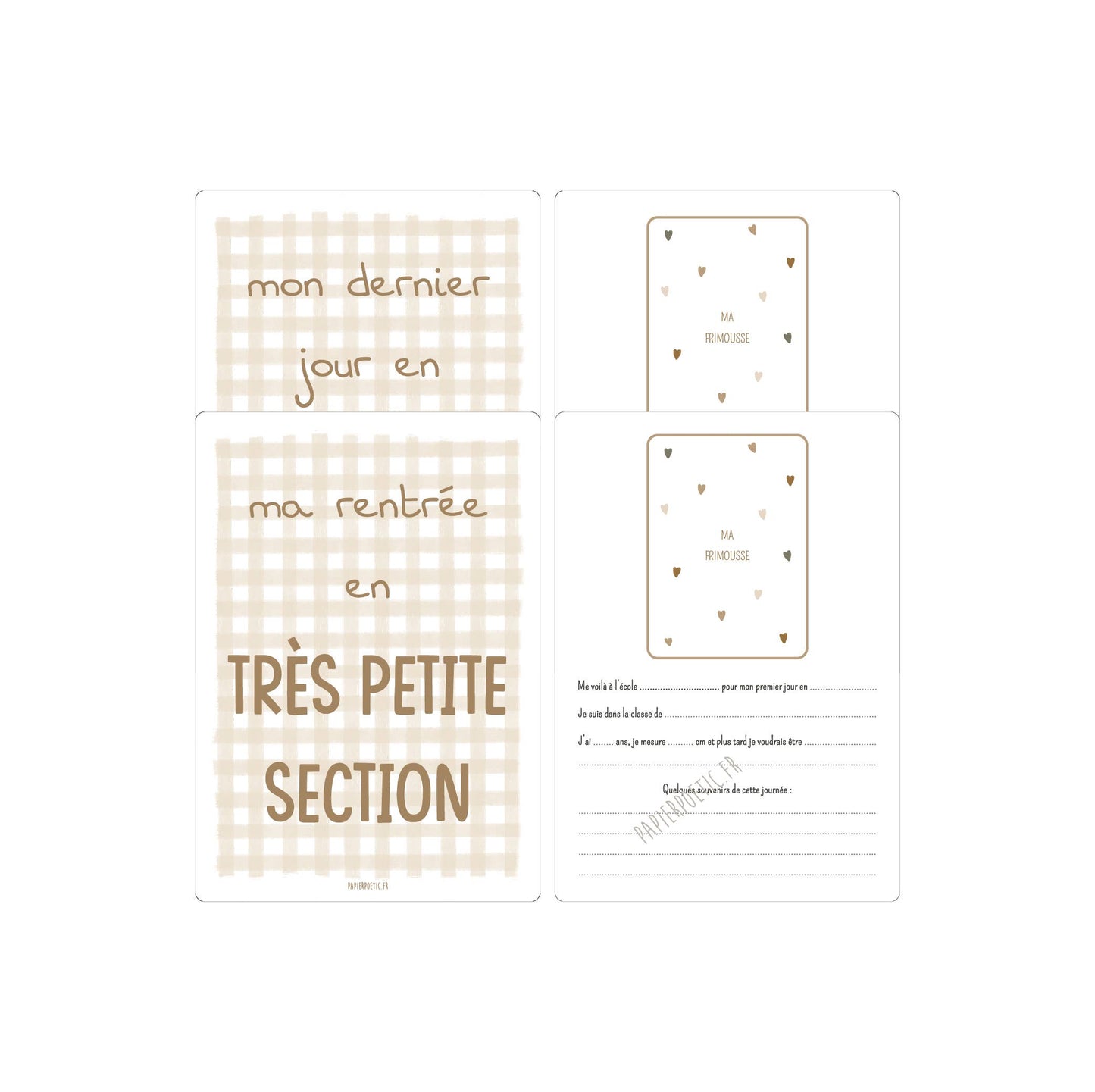Cartes Souvenirs École Maternelle "VICHY"