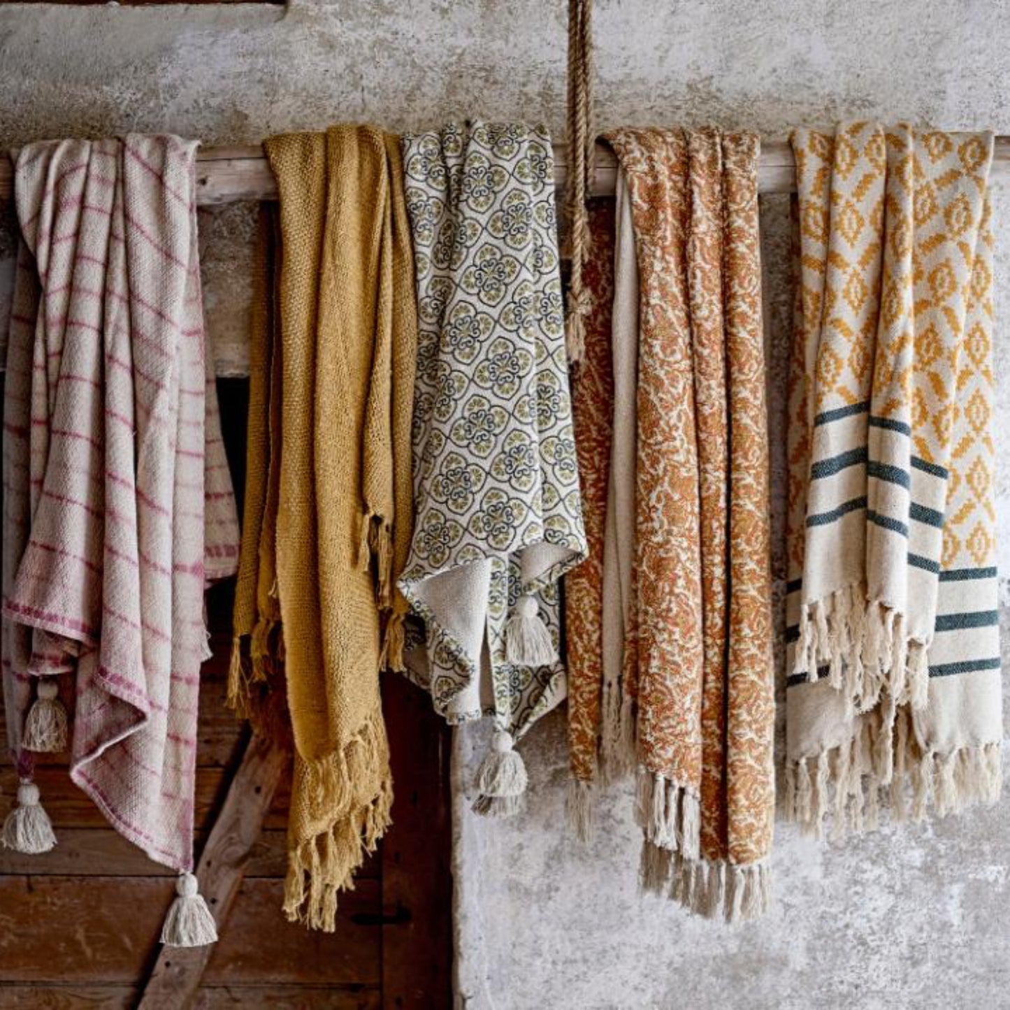 Fini plaid - Jaune - Coton recyclé