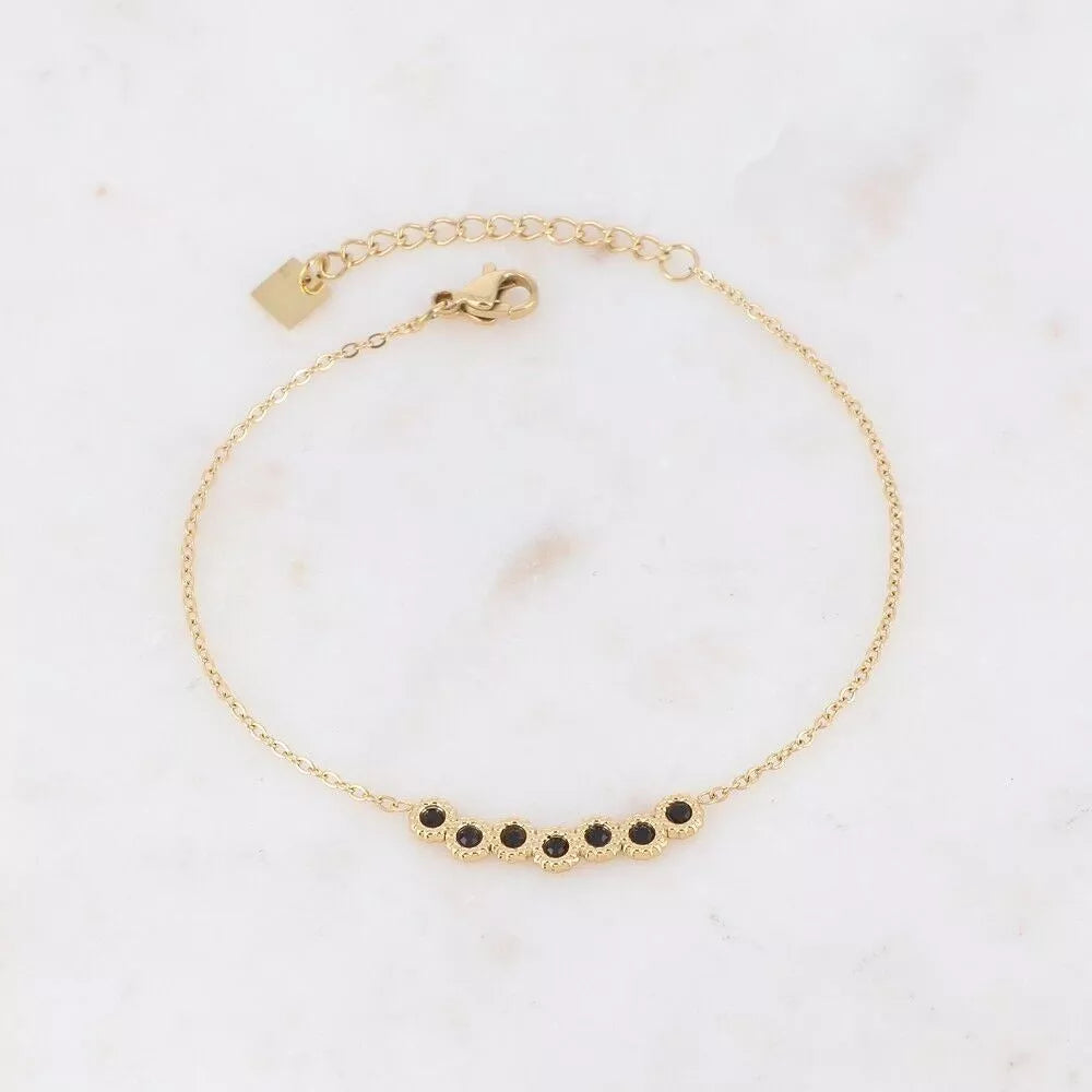 Bracelet Miza doré – zircon noir