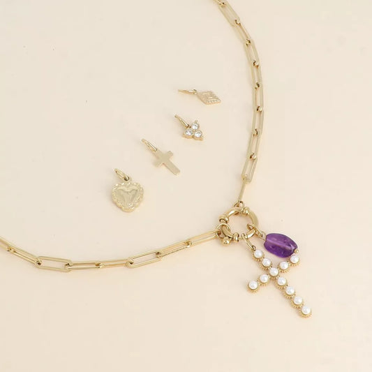 Collier Carpe Diem – croix & améthyste