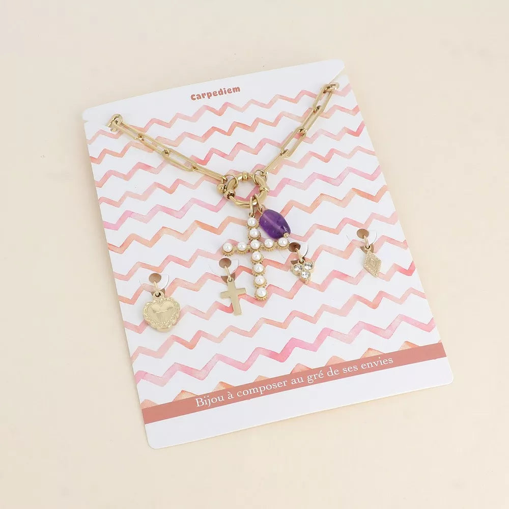 Collier Carpe Diem – croix & améthyste