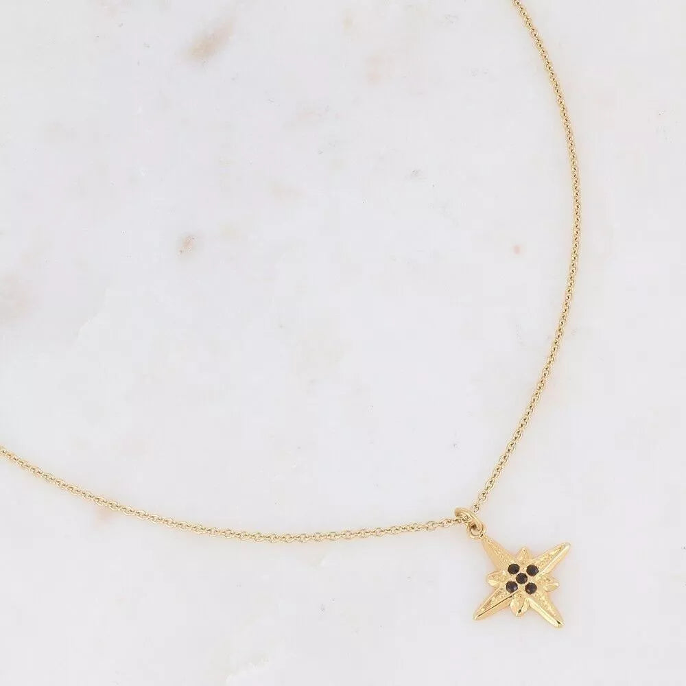 Collier Marie doré – pendentif étoile noire