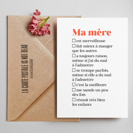 Carte à cocher- "Ma mère"