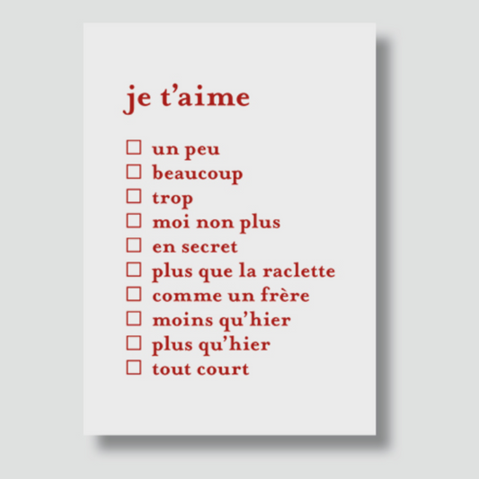 Carte à cocher - "Je t'aime"