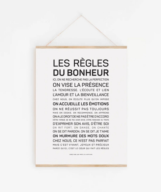 Affiche Les règles du bonheur A6