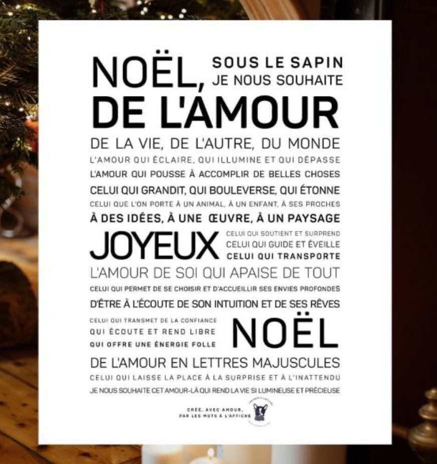 Affiche de vœux Noël, de l’amour A7