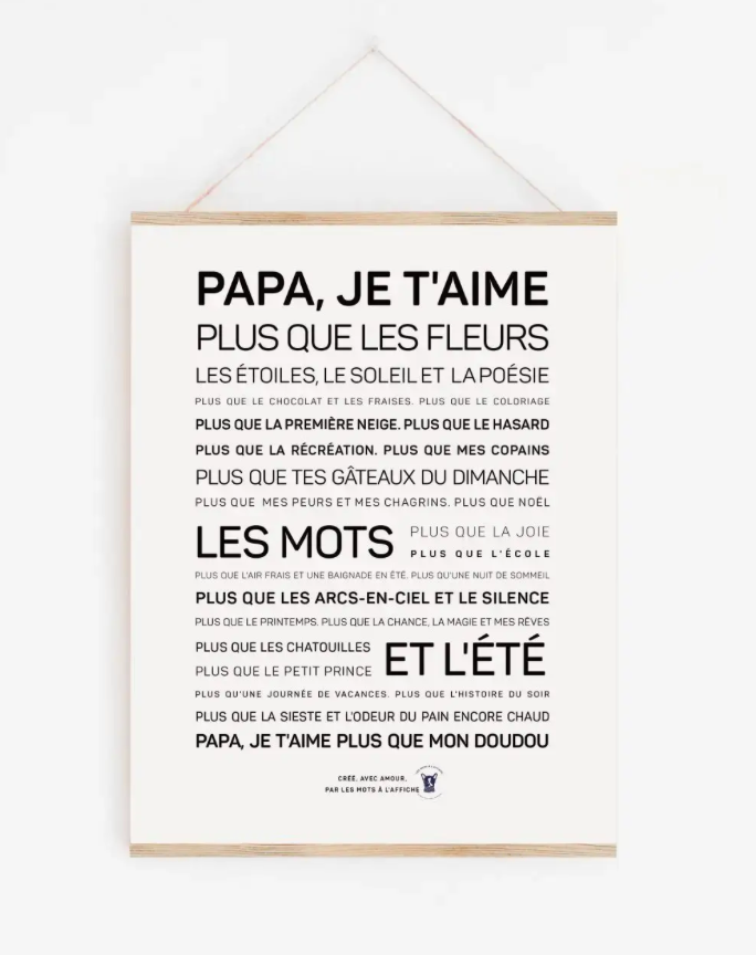 Affiche Papa, je t'aime plus que les fleurs