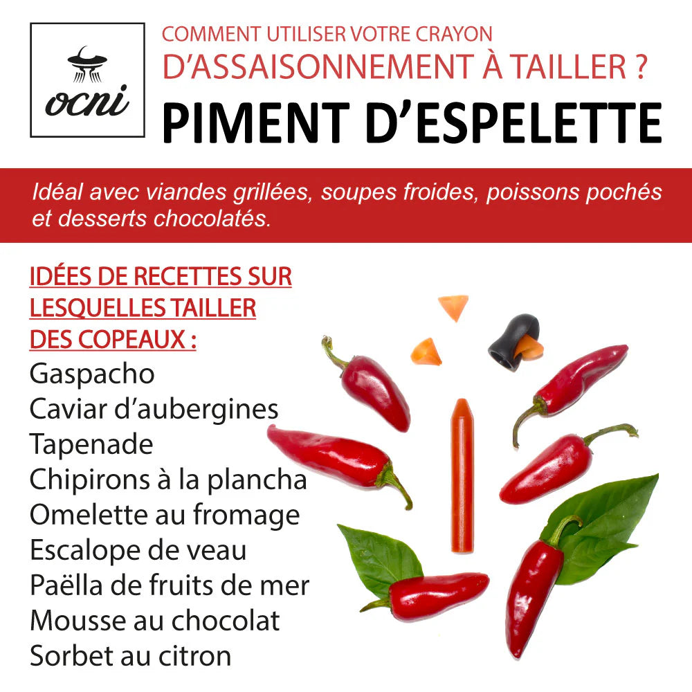 Crayon d’assaisonnement Piment d'Espelette – Coffret avec taille-crayon – OCNI