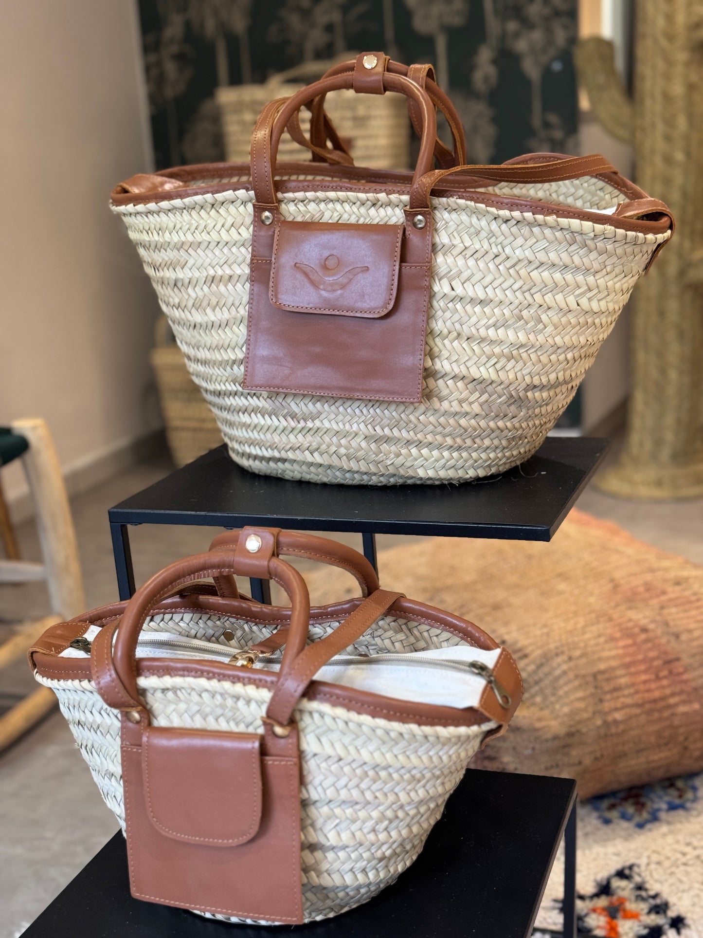 Panier Jemaa - naturel et cuir