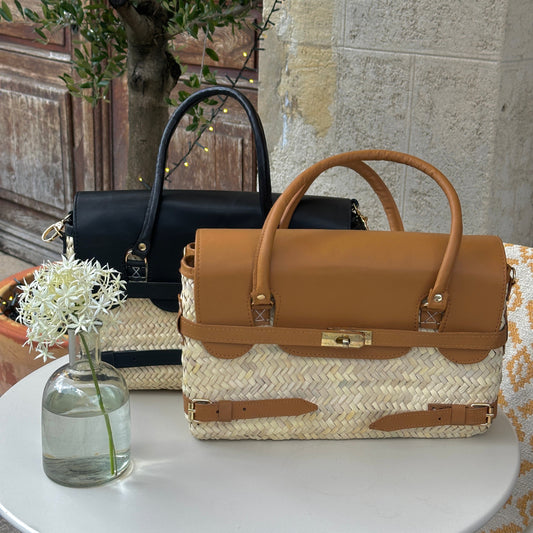 Sac Casablanca double pochette - Cuir et doum