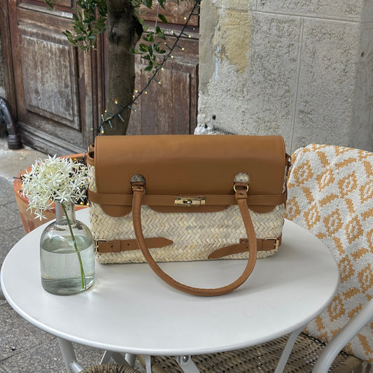Sac Casablanca double pochette - Cuir et doum