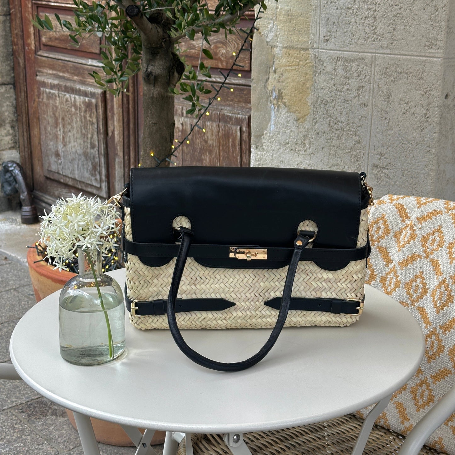 Sac Casablanca double pochette - Cuir et doum