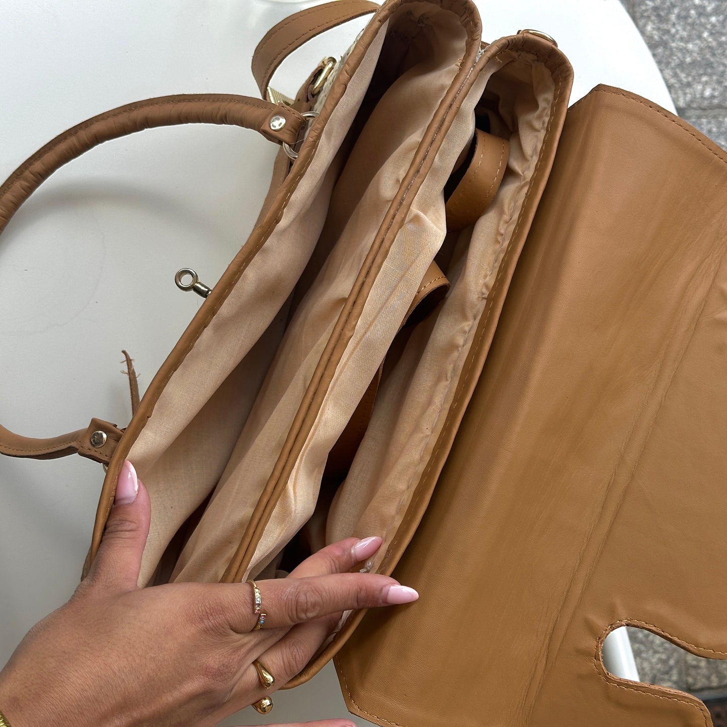 Sac Casablanca double pochette - Cuir et doum