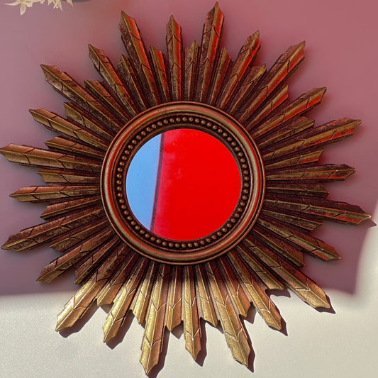 Miroir soleil doré 30cm