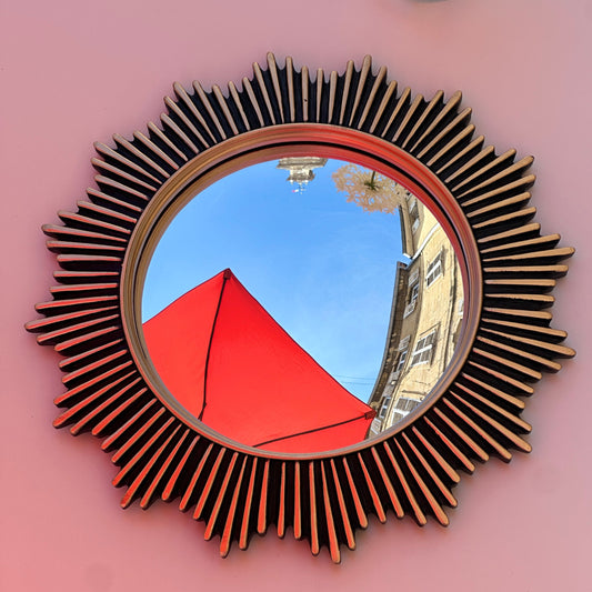 Miroir Ines soleil noir/doré 30cm