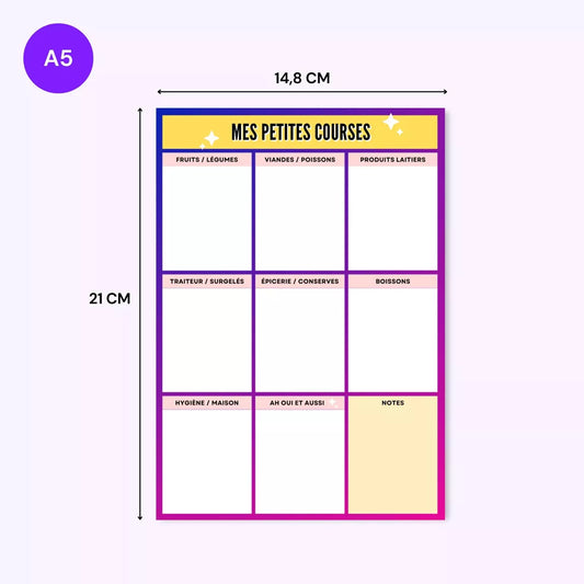 Bloc-notes Liste de Courses – A5
