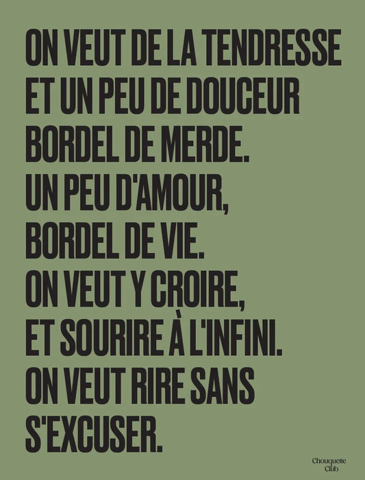 Poster Mantra n°2 kaki et noir – 50 × 70 cm – vue 2