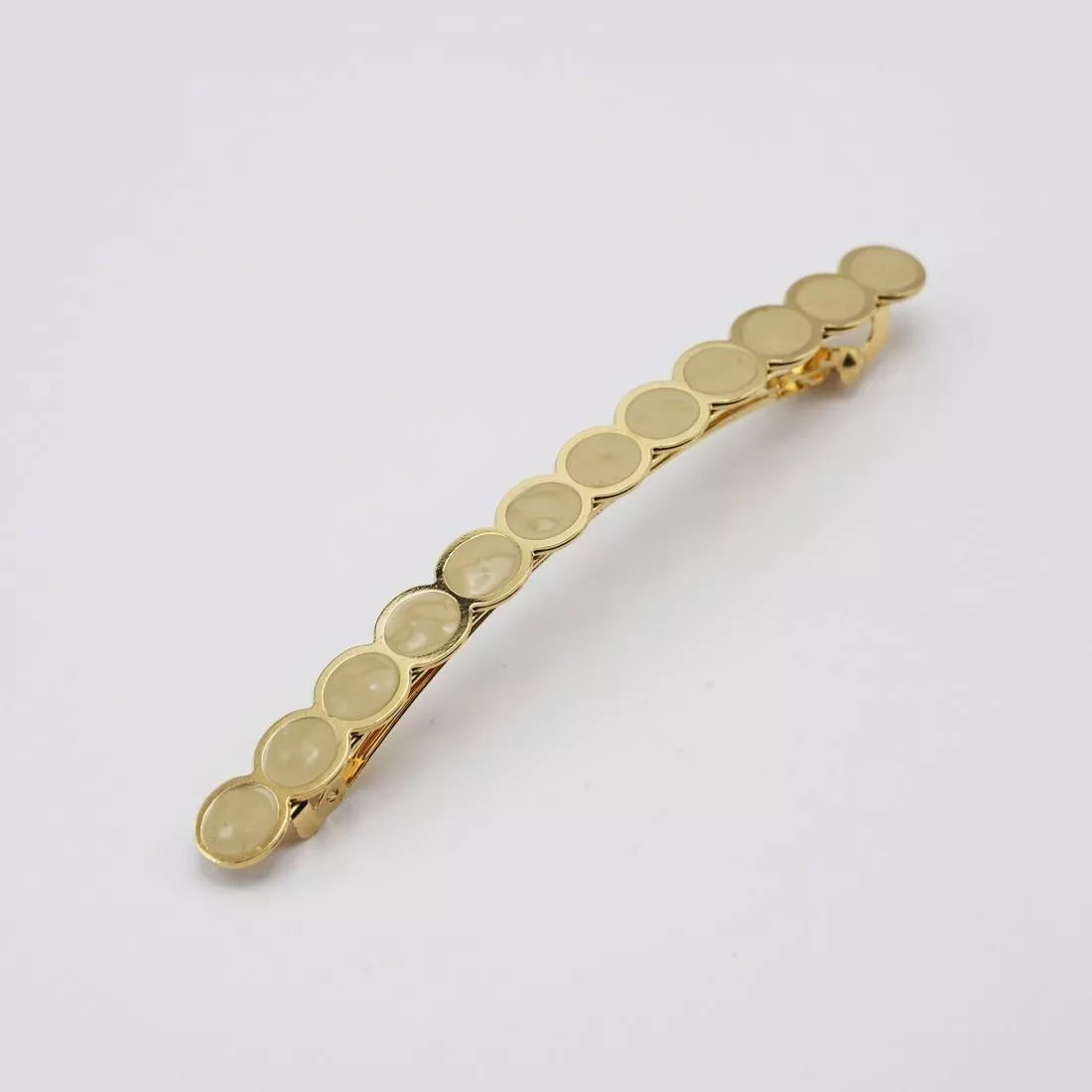 Barrette Constance champagne – Émaillée à la main – Dorure or fin 24k – Gypso