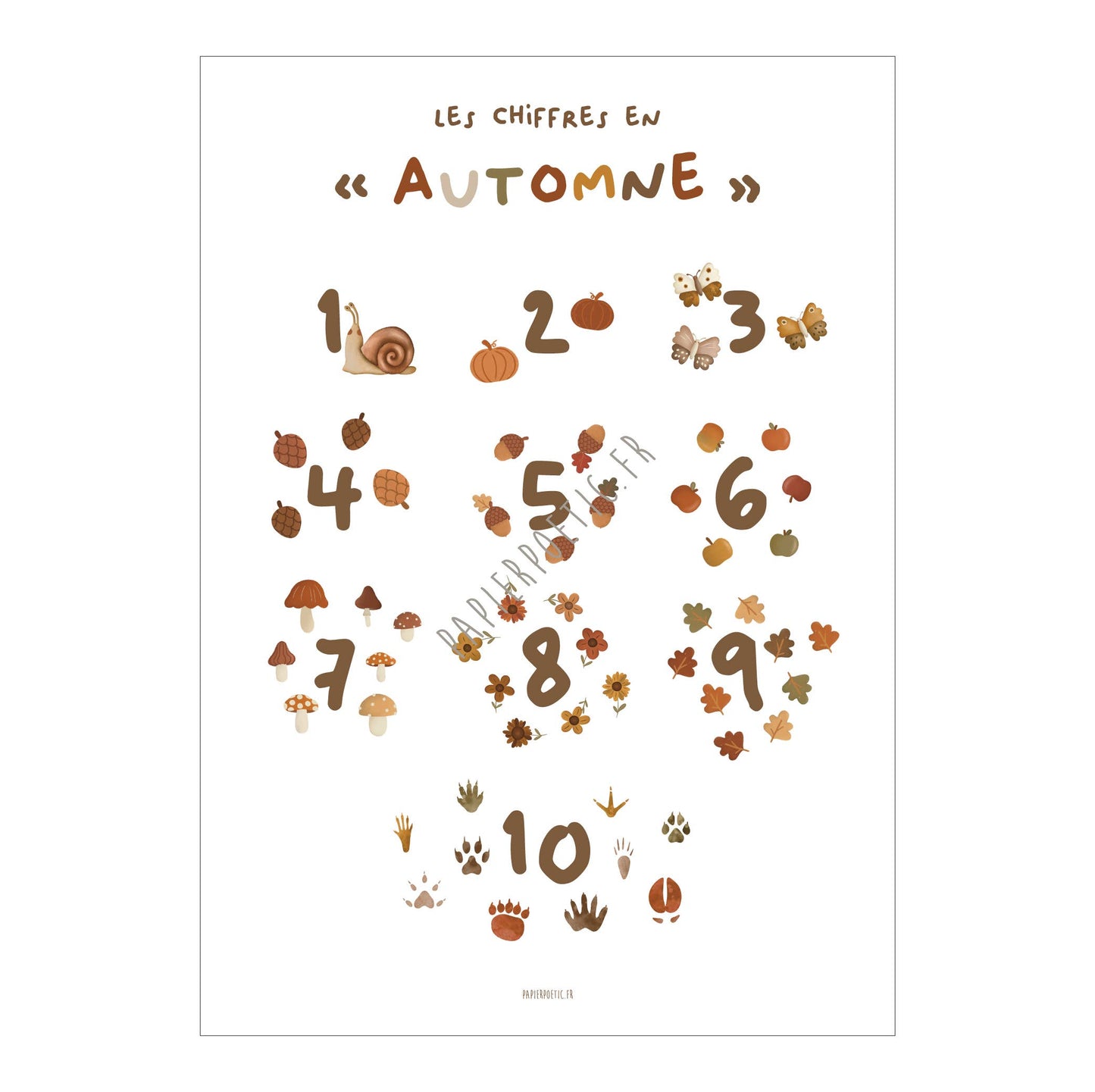 Affiche/Poster Pédagogique "Les chiffres en Automne"