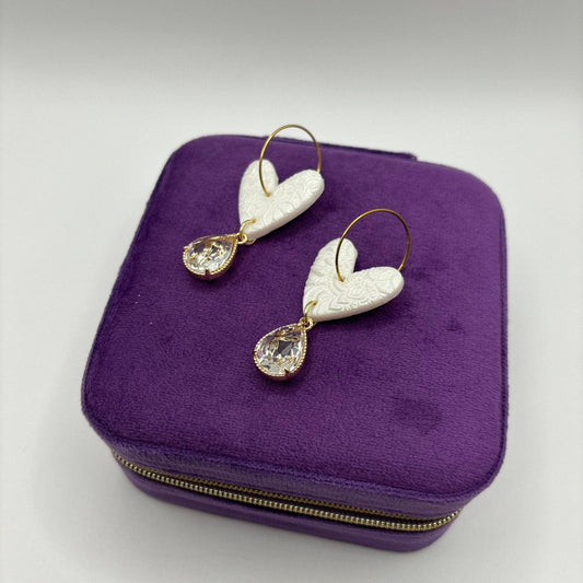 Innamorata - boucles d'oreilles en forme de cœur blanc
