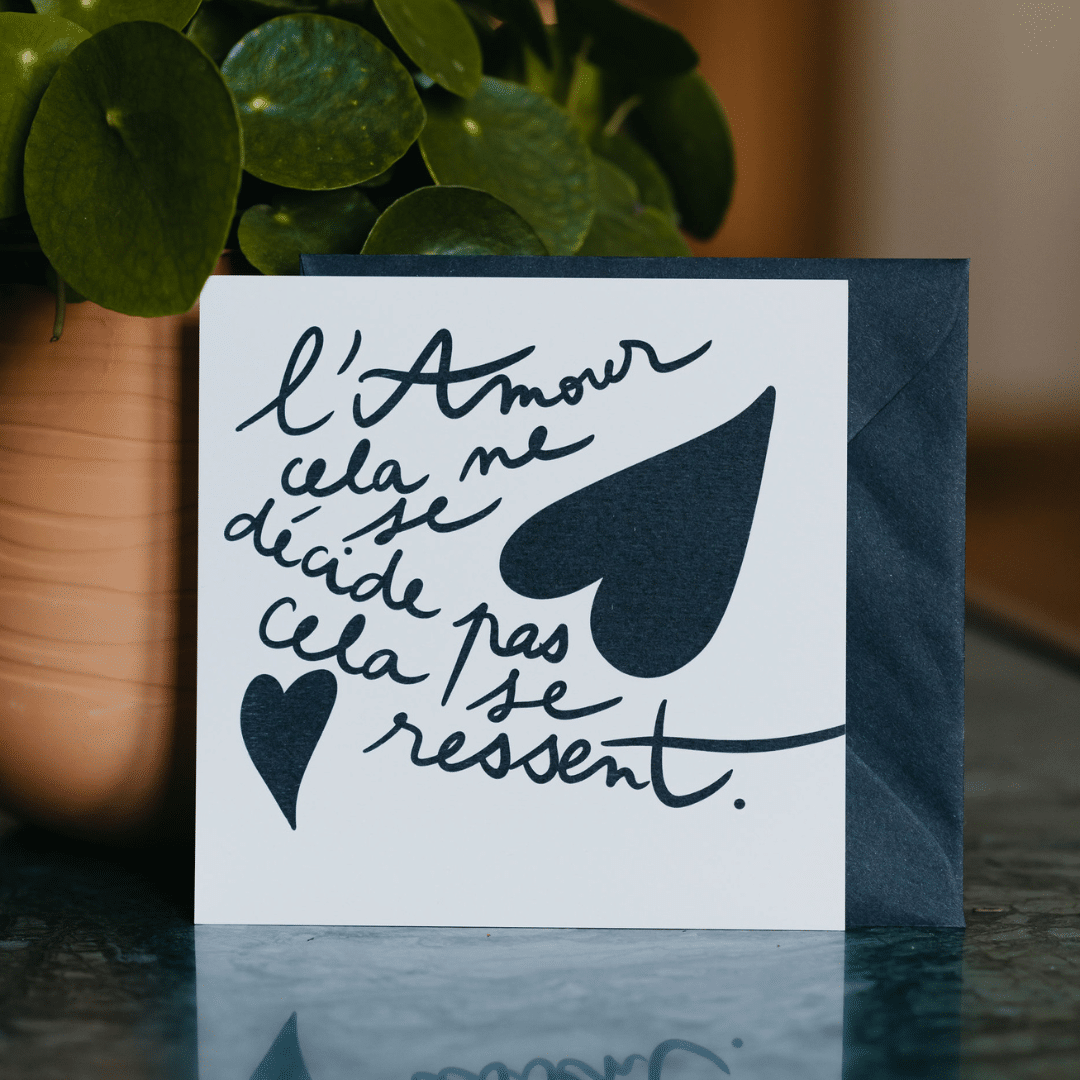 Carte GreenMa “L’amour, cela se ressent” – message poétique imprimé en France