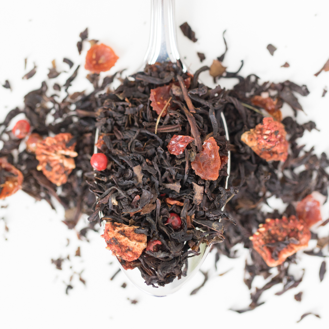 Thé noir bio - FRAISE GUARANA - Bocal en verre