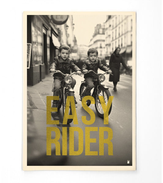 Carte EASY RIDER Friends – Sérigraphie noire & doré
