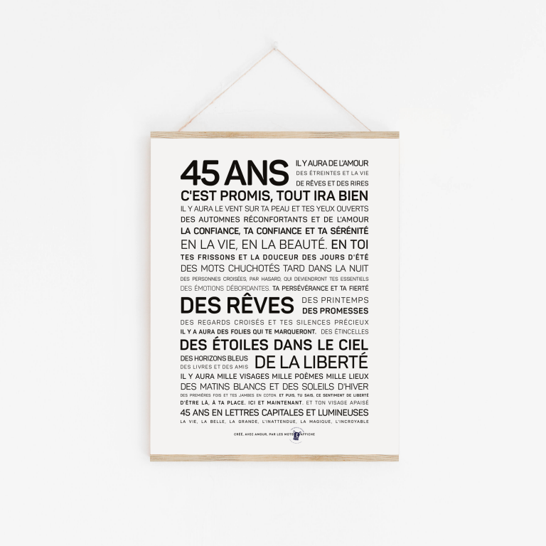 Affiche 45 ans - MINI A6 10.5 x 14.8 mm