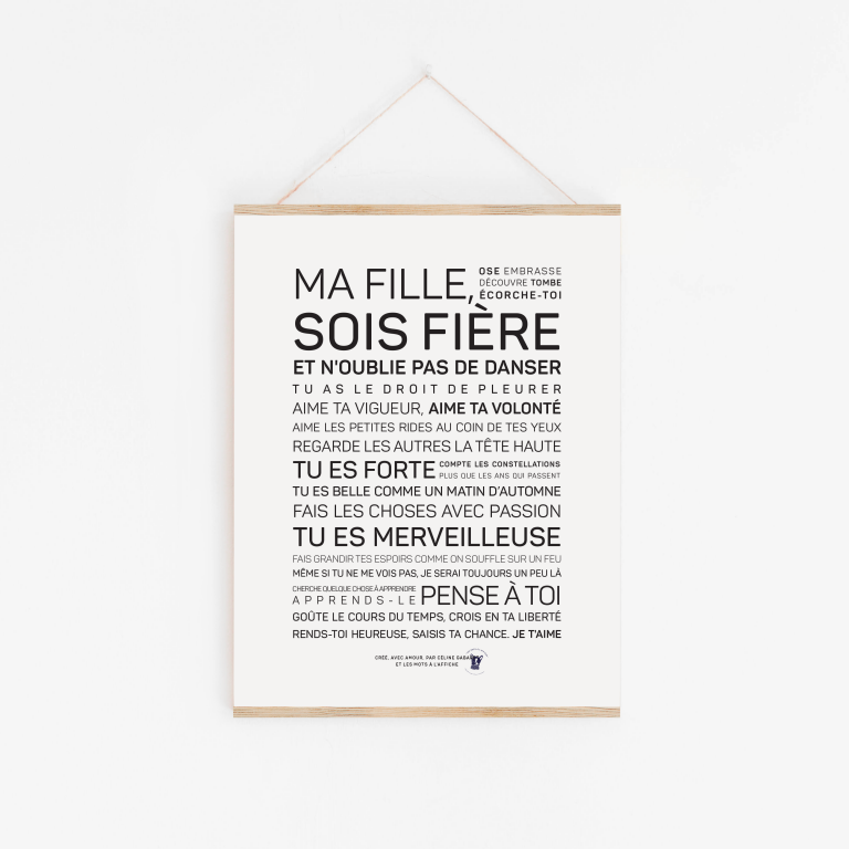 Affiche A toi, ma fille - A4 21 x 29.7 mm
