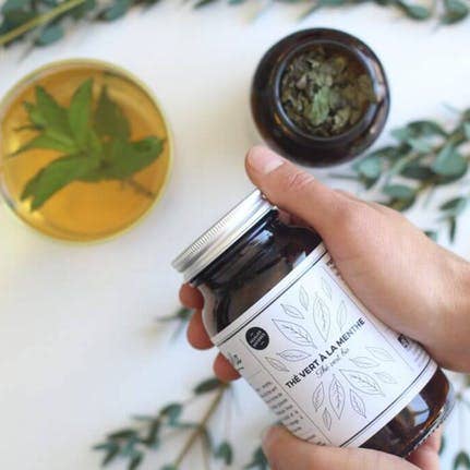 THÉ VERT À LA MENTHE - thé vert bio BOCAL EN VERRE