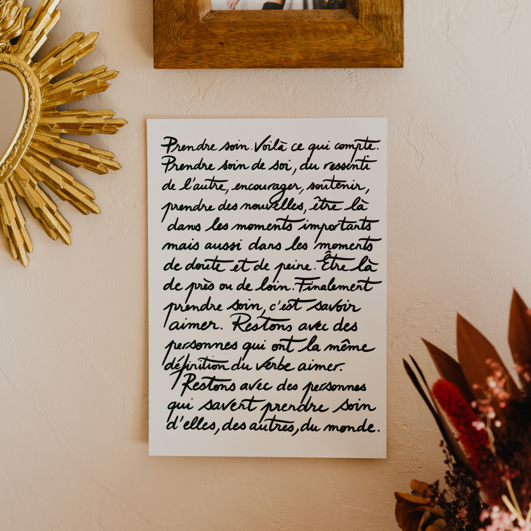Affiche A4 "Prendre Soin"