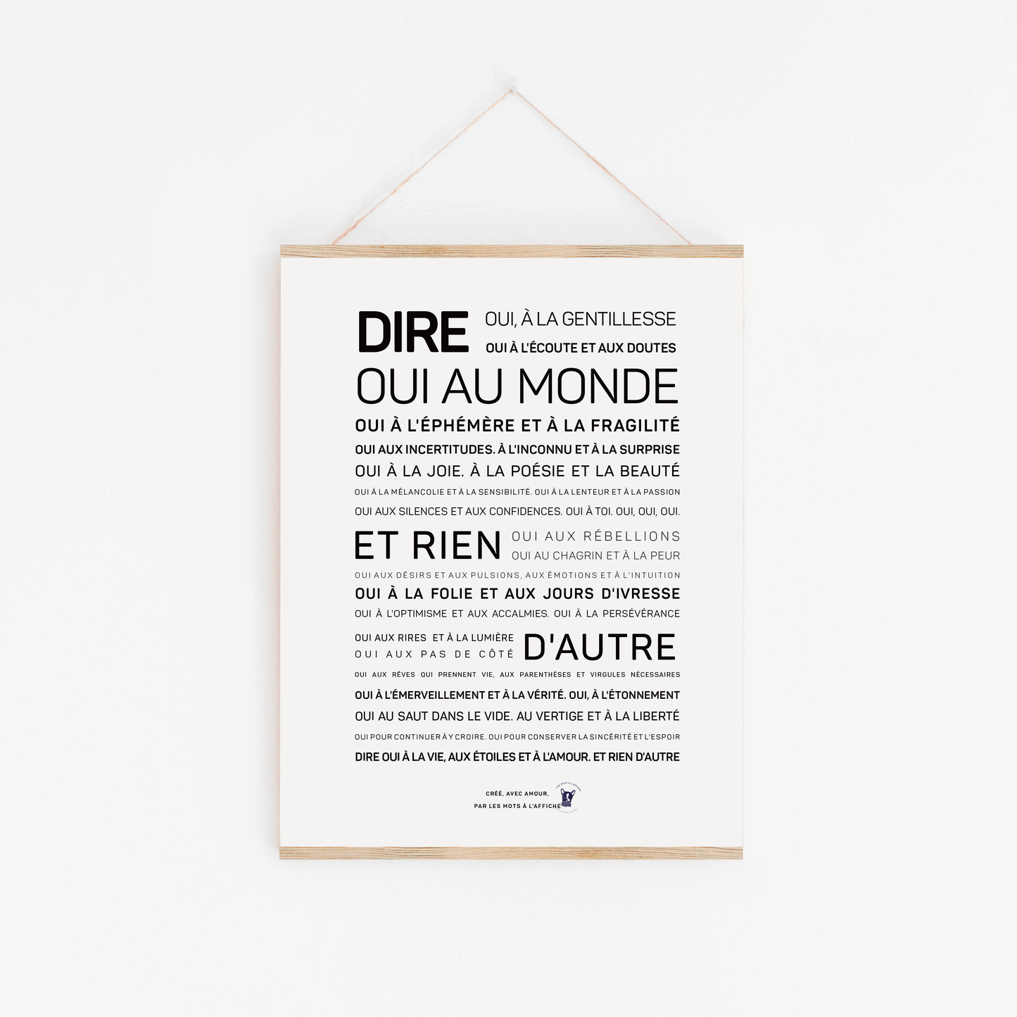 Affiche Dire oui au monde A6