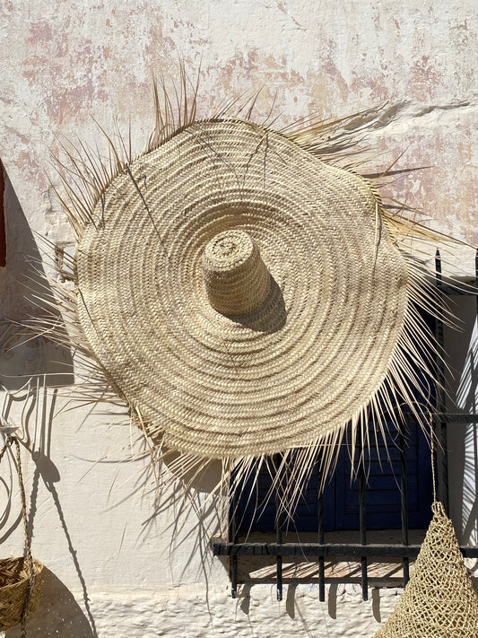 vannerie doum feuille de palmier - chapeau décoration murale