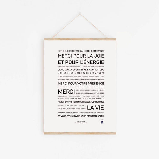 Affiche Merci la vie (carte remerciement)