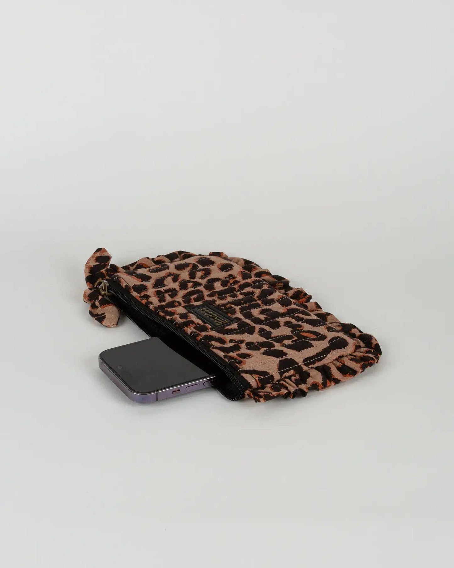 Pochette matelassée à froufrous Léopard: Grande