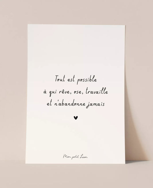 Carte A6 citation Tout est possible