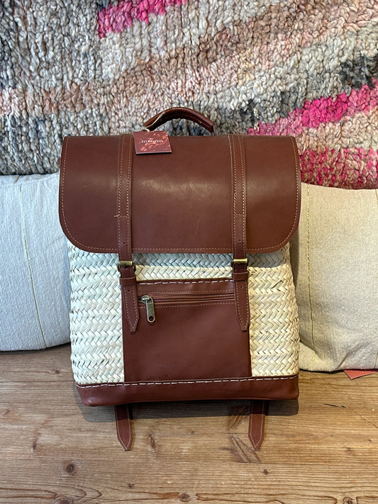 Sac à dos artisanal palmier & cuir