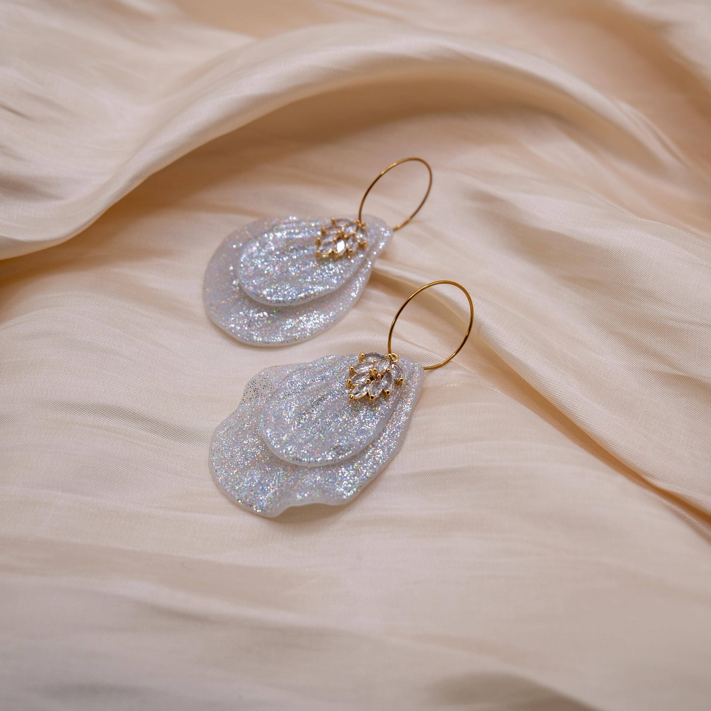 HOLO GLITTER - Boucles d'oreilles tendance en métal doré 18 carats