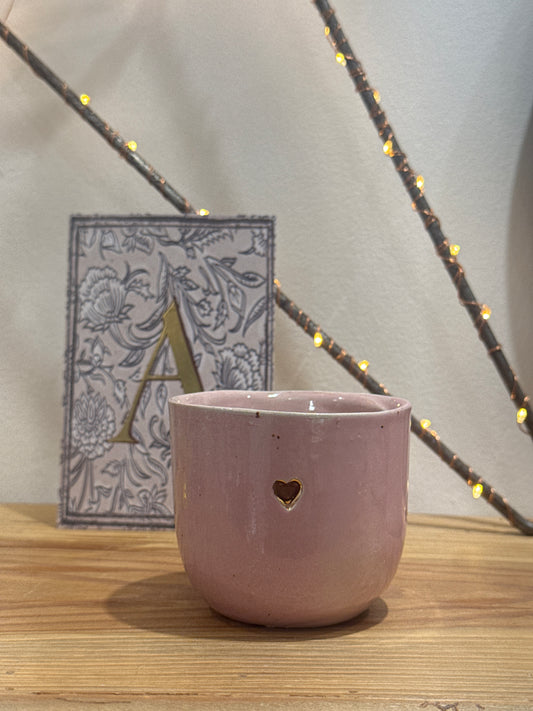 Céramiques Artisanales - Tasses en Grès rose et dorure