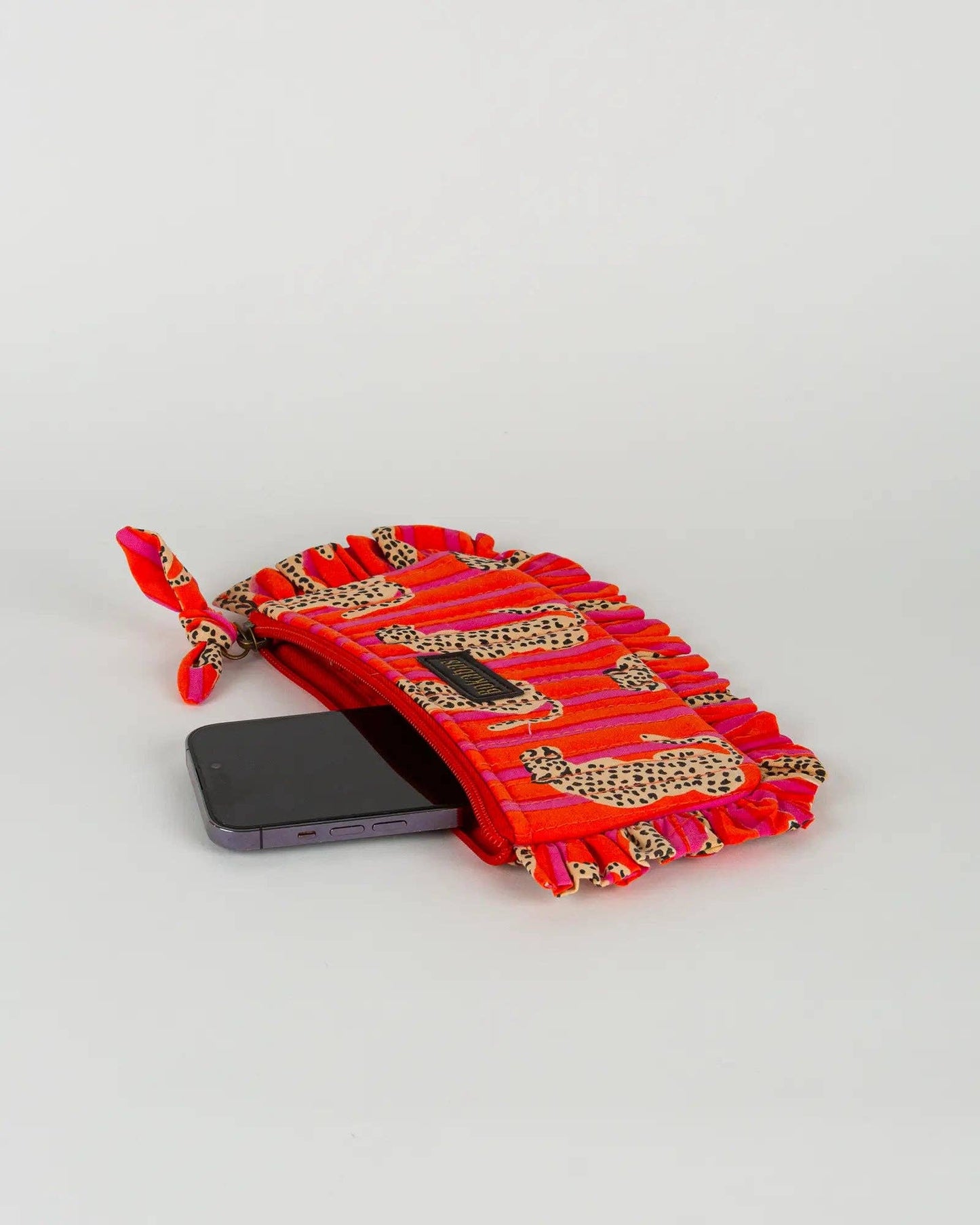 Pochette matelassée à froufrous Guépard: Grande