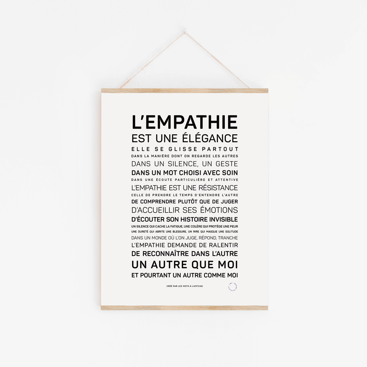 Affiche L'empathie est une élégance : MINI A6 10.5 x 14.8 mm