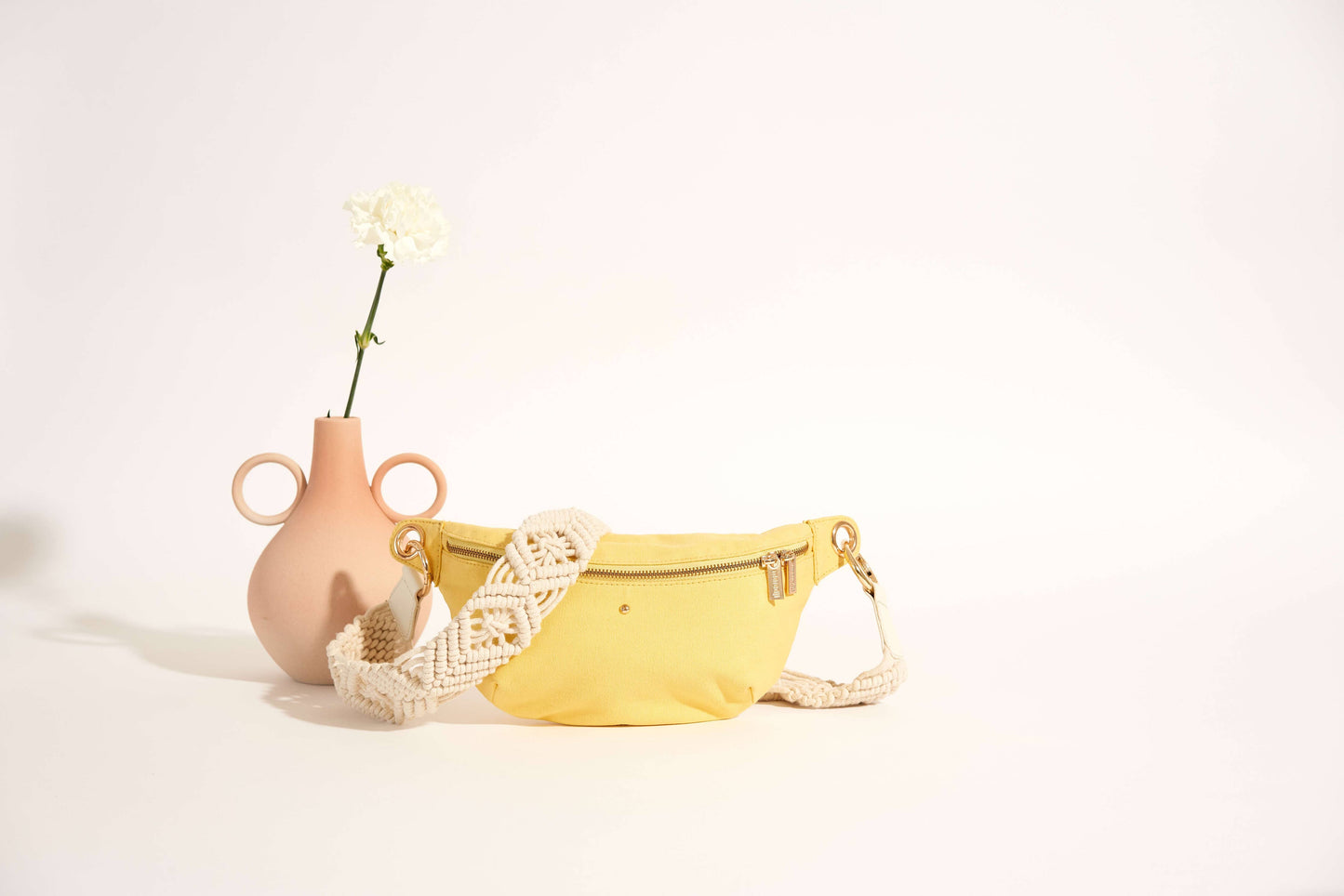 SAC BANANE COTON CITRON MACRAMÉ NICOLE