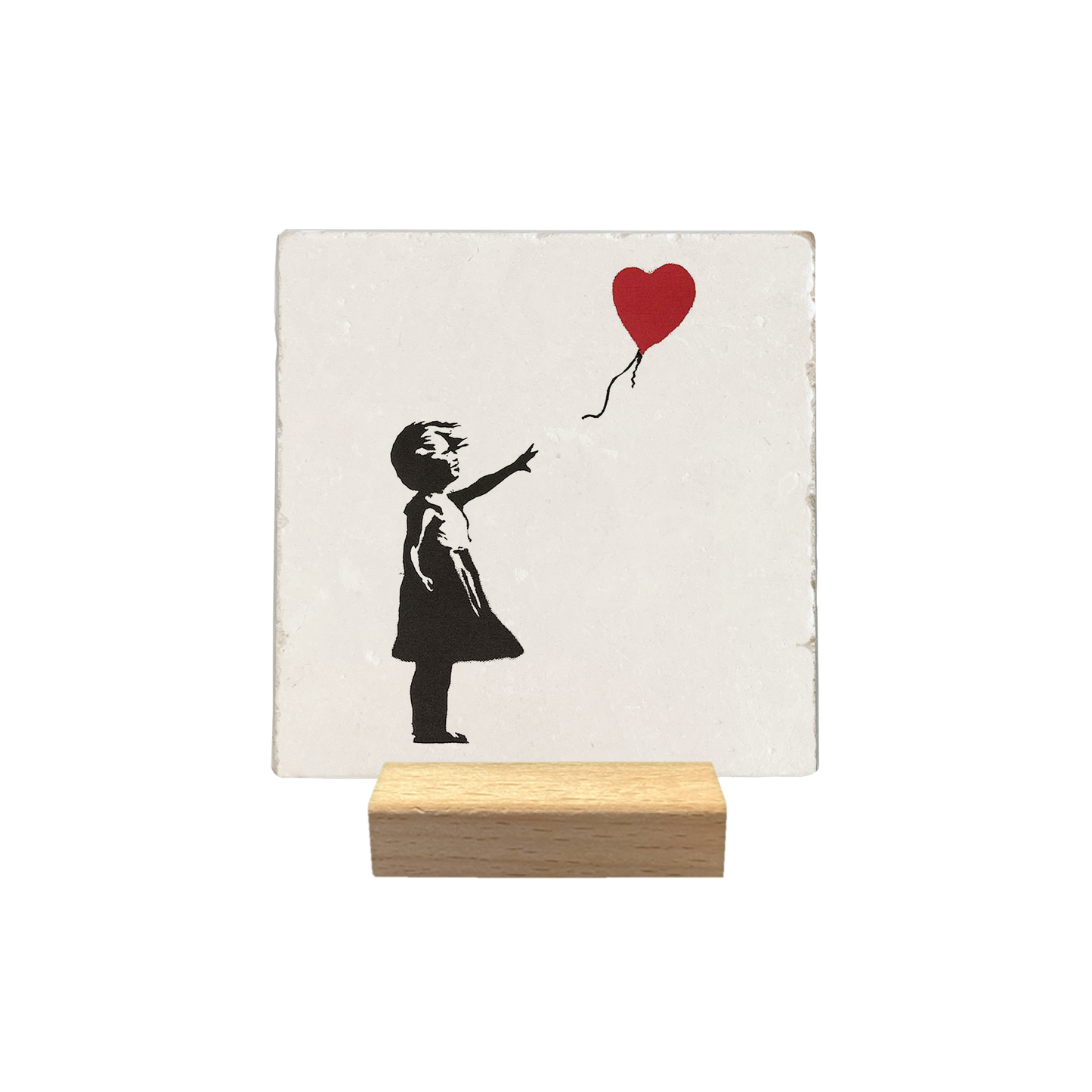 Petite fille au ballon - carreau en pierre naturelle